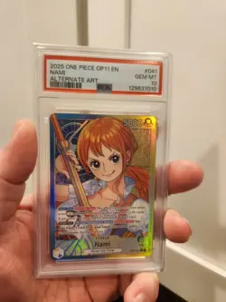 2025 ONE PIECE OP11-A FIST OF DIVINE SPEED ALT ART LEADER #041 NAMI PSA 10 - Image 1