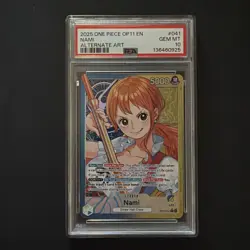 2025 ONE PIECE OP11-A FIST OF DIVINE SPEED ALT ART LEADER #041 NAMI PSA 10 - Image 1
