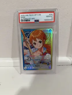 2025 ONE PIECE OP11-A FIST OF DIVINE SPEED ALT ART LEADER #041 NAMI PSA 10 - Image 1