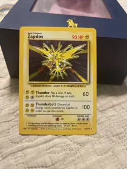 Pokemon TCG Zapdos Base Set Holo Card 16/102 Unlimited Rare, Lightly Played - Image 1
