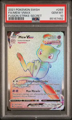 2021 POKEMON SWORD & SHIELD FUSION STRIKE SECRET #268 FULL ART/MEW VMAX PSA 10 - Image 1