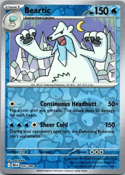 026/086 Beartic - Black Bolt Reverse Holo NM Pokemon - Image 1