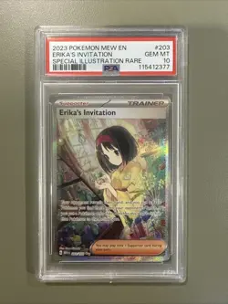 Pokemon TCG Scarlet & Violet Trainer Supporter Erika's Invitation 203/165 PSA 10 - Image 1