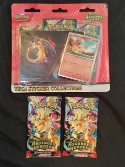 Pokemon Charmander Tech Sticker + 2 Boosters Mega Evolution Ascended Heroes - Image 1