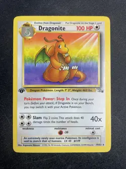 Dragonite Fossil 1st Edition 19/62 Non Holo Lp Pokemon Tcg - Image 1