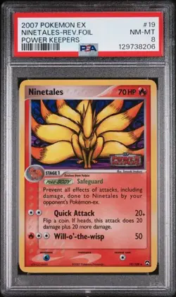 2007 POKEMON EX POWER KEEPERS 19 NINETALES- STAMPED REVERSE FOIL - PSA 8 - Image 1