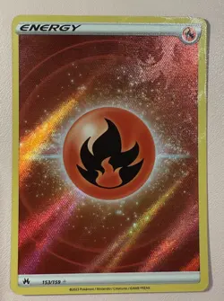 POKEMON TCG Fire Energy (Texture Full Art) 153/159 Crown Zenith Holo - Image 1