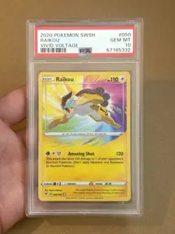 2020 Pokemon Sword & Shield Vivid Voltage Raikou #050 Amazing Rare PSA 10 - Image 1