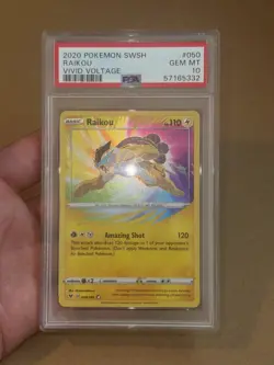 2020 Pokemon Sword & Shield Vivid Voltage Raikou #050 Amazing Rare PSA 10 - Image 2