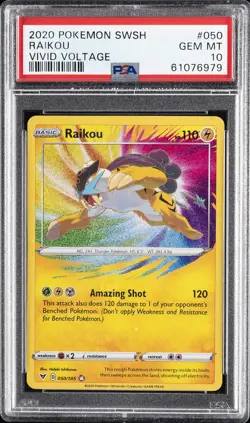2020 POKEMON SWORD & SHIELD VIVID VOLTAGE #050 RAIKOU PSA 10 - Image 1
