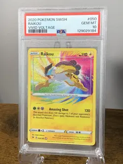 2020 POKEMON SWORD & SHIELD VIVID VOLTAGE #050 RAIKOU PSA 10 - Image 1