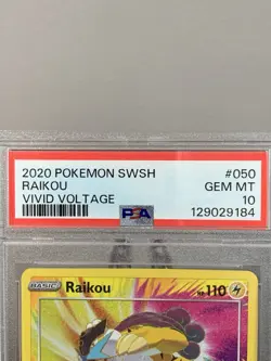 2020 POKEMON SWORD & SHIELD VIVID VOLTAGE #050 RAIKOU PSA 10 - Image 2