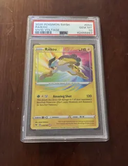 2020 POKEMON SWORD & SHIELD VIVID VOLTAGE #050 RAIKOU PSA 10 - Image 1