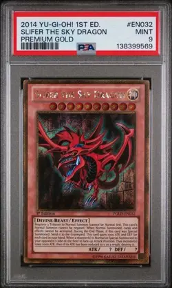 2014 Yu-Gi-Oh! Slifer the Sky Dragon PGLD-EN032 Gold Rare PSA 9 1st Edition - Image 1