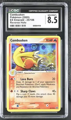CGC 8.5 Combusken 2005 EX Emerald 25/106 Reverse Holo Stamped Pokemon Card - Image 1