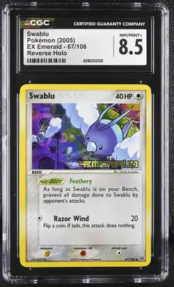 CGC 8.5 Swablu 2005 EX Emerald 67/106 Reverse Holo Stamped Pokemon Card - Image 1