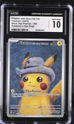 POKEMON CGC 10 2023 Pikachu with Grey Felt Hat SVP 085 Promo Van Gogh *4023 - Image 1