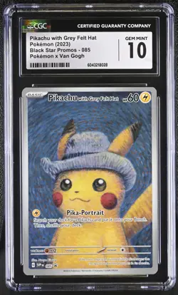 POKEMON CGC 10 2023 Pikachu with Grey Felt Hat SVP 085 Promo Van Gogh *8028 - Image 1