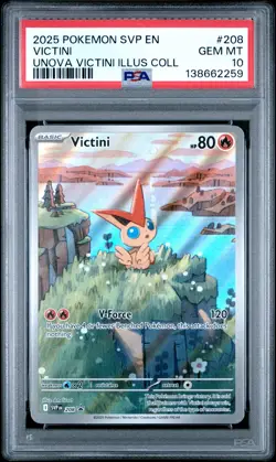 2025 POKEMON SVP PROMO UNOVA VICTINI ILLUSTRATION COLLECTION #208 VICTINI PSA 10 - Image 1