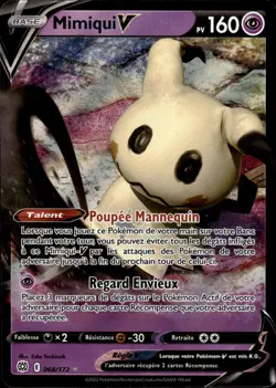 Carte Pokemon MIMIQUI 068/172 V Ultra Rare Epee et Bouclier 9 EB09 FR NEUF - Image 1
