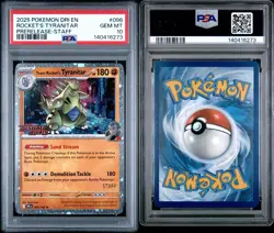 2025 POKEMON DESTINED RIVALS PRERELEASE-STAFF #096 TEAM ROCKETS TYRANITAR PSA 10 - Image 3