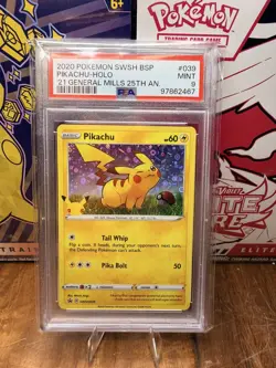 2020 POKEMON SWSH BLACK STAR PROMO SWSH039 PIKACHU-HOLO PSA 9 - Image 1