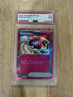 2024 POKEMON TEF EN-TEMPORAL FORCES #153 MASTER BALL PSA 9 - Image 1