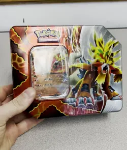 Pokemon Paradox Destinies Tin-Gouging Fire ex Tin w/5 Booster Packs New/Sealed - Image 2