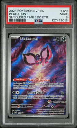 2024 POKEMON SVP SHROUDED FABLE POKEMON CENTER ETB PROMO #129 PECHARUNT PSA 9 - Image 1