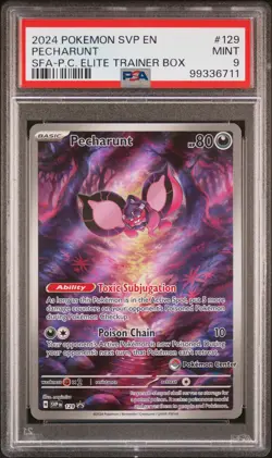 2024 POKEMON SVP SHROUDED FABLE POKEMON CENTER ETB PROMO #129 PECHARUNT PSA 9 - Image 1