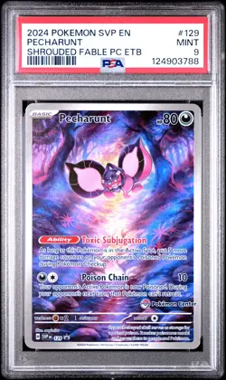 2024 POKEMON SVP SHROUDED FABLE POKEMON CENTER ETB PROMO #129 PECHARUNT PSA 9 - Image 1