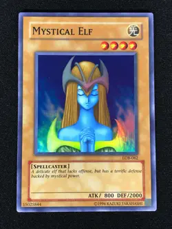 Yugioh Mystical Elf LOB-062 Super (NM) - Image 1