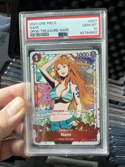 One Piece 2024 Wings of the Captain Nami OP-06 #007 Treasure Rare PSA10 - Image 2