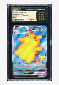 Pokemon CGC 10 PRISTINE Surfing Pikachu VMAX Holo 2021 009/025 Celebrations ENG - Image 1