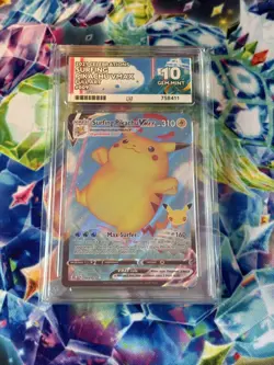 Surfing Pikachu Vmax 009/025 Celebrations ACE 10 Pokemon tcg perfect subgrades - Image 1