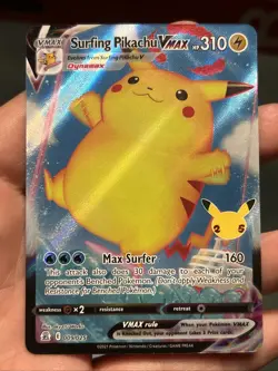 Pokemon TCG Surfing Pikachu VMAX Ultra Rare 2021 Celebrations 009/025- NM - Image 1