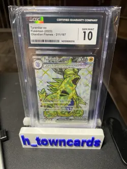Pokemon Obsidian Flames Tyranitar EX Ultra Rare FA #211/197 CGC 10 Gem Mint - Image 1