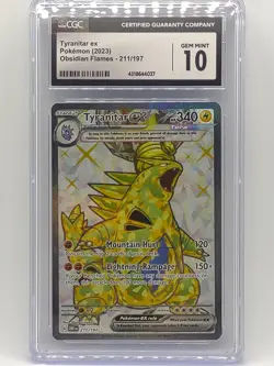 Pokemon 2023 Obsidian Flames Tyranitar ex 211/197 Secret Rare CGC 10 Gem Mint - Image 1