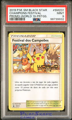 Pokemon Card PSA 9 Champions Festival PORTUGUESE Promo SM231 Worlds Pikachu 2019 - Image 1