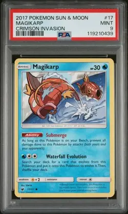 2017 Pokemon Sun & Moon Crimson Invasion #17 Magikarp PSA 9 - Image 1