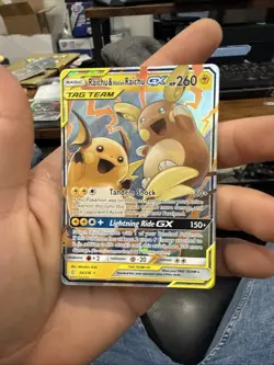 Pokemon NM Raichu & Alolan Raichu GX 54/236 Sm-Unified Minds Holo - Image 1