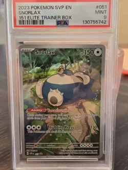 PSA 9 Mint Pokemon Snorlax Scarlet & Violet, 151 ETB Promo Card #051 - Image 1