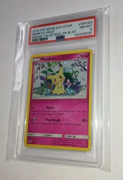 POKEMON TEAM UP SM BLACK STAR PROMO MIMIKYU #SM163 HOLO PSA 8 NM-MT - Image 3