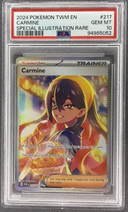 2024 POKEMON TWM EN-TWILIGHT MASQUERADE SPECIAL ILLUSTRATION RARE CARMINE PSA 10 - Image 1
