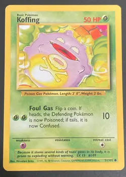 Koffing Pokemon Card 51/102 1999 Vintage Base Set LP/NM - Image 1
