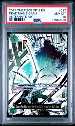 2025 ONE PIECE OP12-037 LEGACY OF THE MASTER DEAD MAN'S GAME ALT ART PSA 10 - Image 1