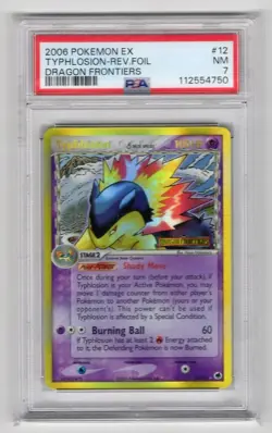 2006 POKEMON EX DRAGON FRONTIERS #12 TYPHLOSION-REVERSE FOIL PSA 7 - Image 1