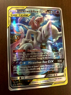 MEWTWO & MEW GX HP270 TAG TEAM CUSTOM HOLO FAN ART PROMO CARD SM191 - Image 1
