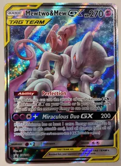 MEWTWO & MEW GX SM191 Tag Team Black Star Promo Full Art Holo Pokemon Card - Image 1