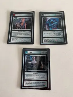 STAR TREK REFLECTIONS 2 VERY RARE & 1 SUPER RARE CCG CARDS FROM 2000. - Image 1